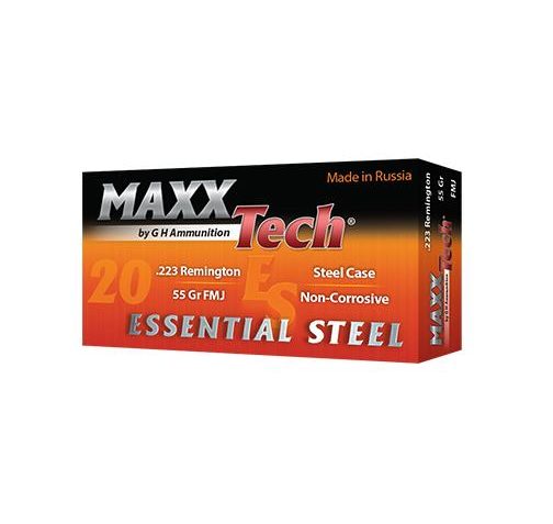 Maxxtech Essential Steel Rifle Ammunition .223 Rem 55 GR Fmj 3241 Fps 1000/Ct Case (50-20Rd Boxes) ES223550C