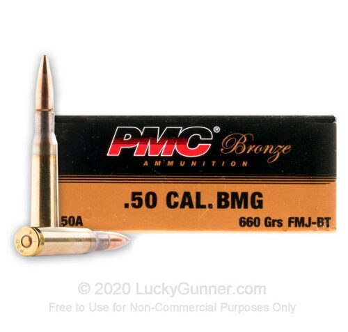 Pmc Bronze .50 Bmg Rifle Ammo – 660 Grain  Fmj-Bt  200Rd Case 50A