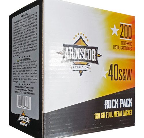 Armscor .40 S&W Rock Pack Pistol Ammo – 180 Grain  Full Metal Jacket 50083