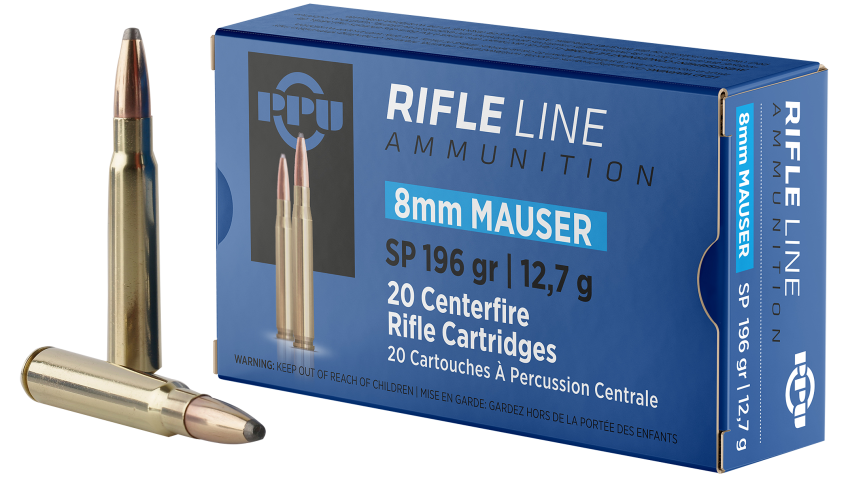 PPU 8mm Mauser 196 Grain Soft Point Rifle Ammo