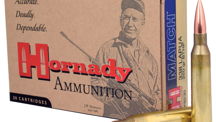 Hornady Match .338 Lapua Mag 250 Grain Centerfire Rifle Ammo