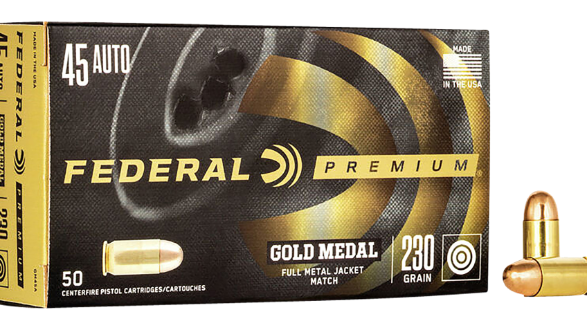 Federal Premium Gold Medal .45 ACP 230 Grain FMJ Handgun Ammo