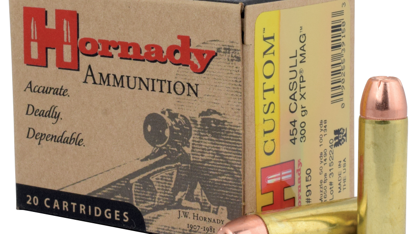 Hornady Custom .454 Casull 300 Grain JHP Pistol Ammo