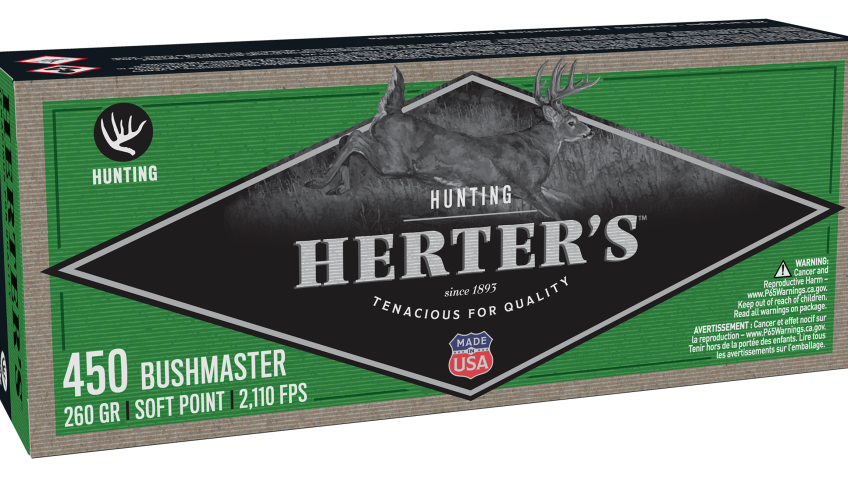 Herter’s Hunting .450 Bushmaster 260 Grain Soft Point Centerfire Rifle Ammo