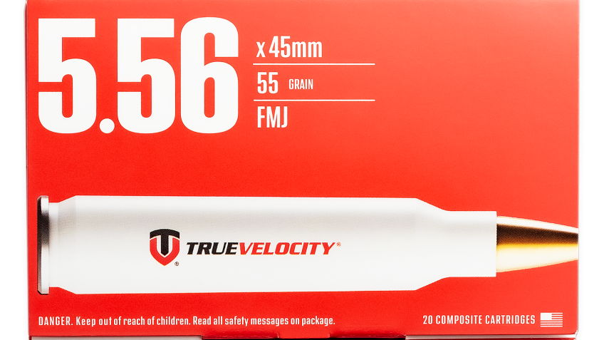 True Velocity Polymer-Cased 5.56x45mm 55 Grain FMJ Rifle Ammo