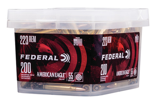 FEDERAL American Eagle 223 Remington 55GR FMJ BT Box OF 200 AE223BUK1