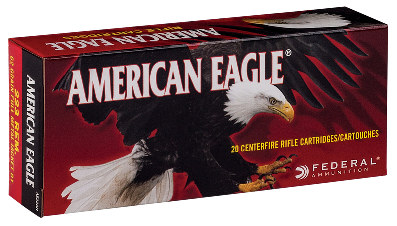 Federal American Eagle Rifle Ammunition .223 Rem 62 GR FMJ 3020 fps 500/ct AE223NC