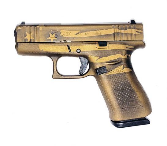 Glock Glock Glock 43X, 9Mm, 3.41" Barrel, Burnt Bronze Flag, 10-Rd, Ivs Exclusive PX4350204-BBBWFLAG