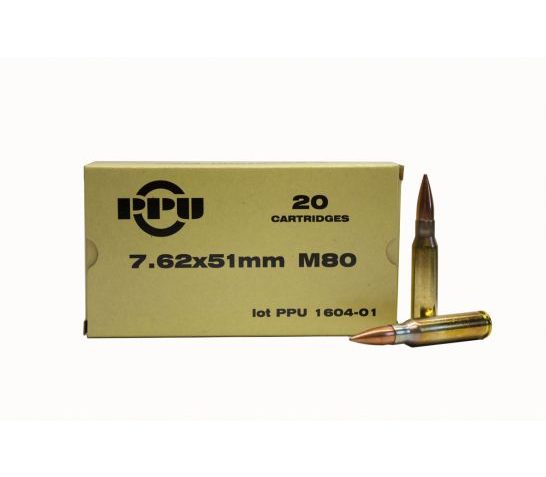 Ppu 7.62X51 145 Grain Weight M80 Fmjbt 20/Box PP7.68