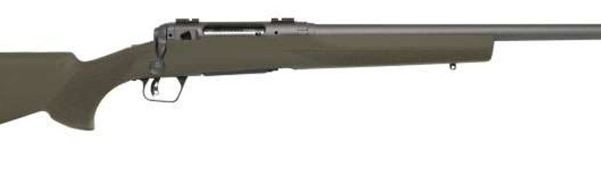 Savage 110 Trail Hunter 450 Bushmaster, 20" Threaded Barrel, Tungsten Gray Cerakote Barrel/Rec, Olive Drab Hogue Stock, AccuTrigger, Weaver Base, 3rd