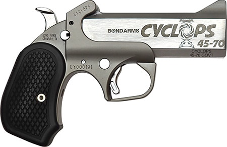 Bond Arms Bacyp Cyclops Big Bore 45-70 Gov 1Rd, 4.25" Stainless Steel W/Engraved Barrel, Matte Stainless Steel Frame, Black Extended B6 Resin Grip, Includes Holster BACYP-45-70