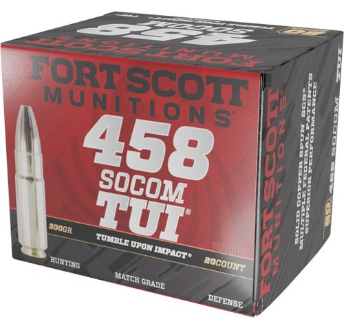 Fort Scott Tumble Upon Impact Ammo, .458 SOCOM, SCS, 300 Grain, 20 Rounds