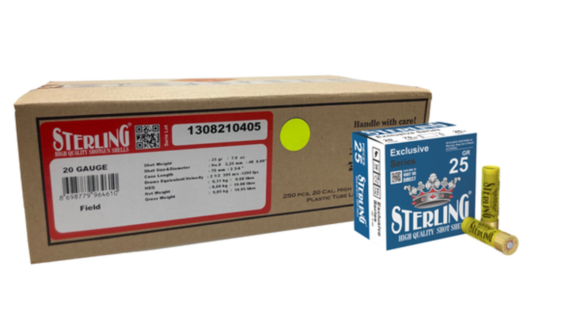 Sterling Exclusive Series 20ga 25GR #8 250rd Case