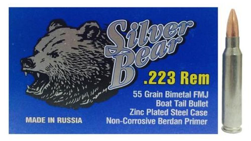 Silver Bear .223 Remington – 55gr. Fmj Zinc Plated 20-pack