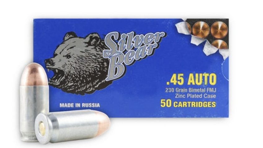 Silver Bear .45acp 230gr Fmj – Zinc Plated Steel Case 50-pack