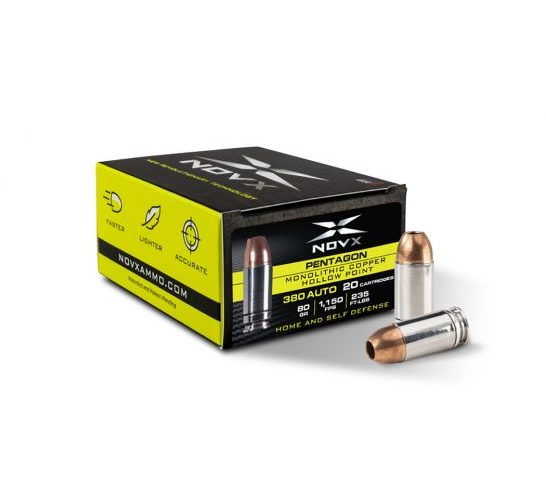 Novx Pentagon .380 ACP, 80gr, Fluted – 20 Rounds [MPN: 380CP80-20]