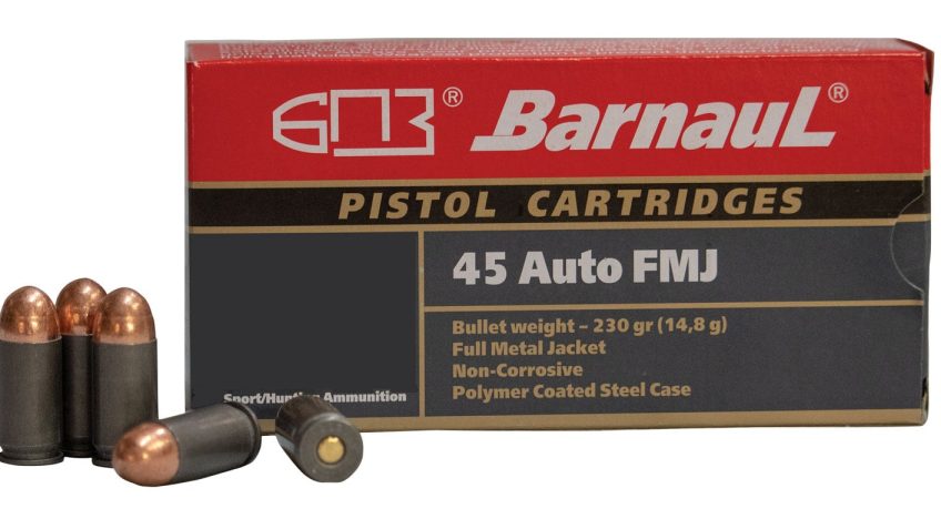 Barnaul Ammo BRN45AUTOFMJ230 Pistol 45 ACP 230 gr Full Metal Jacket – 500 rnds