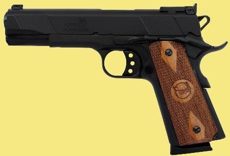 Iver Johnson 1911 Eagle, 45 ACP, 5", 8rd, Walnut Grips, Black