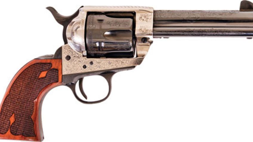 Cimarron Frontier .357 Pw Fs – 4.75" Engraved Silver/bl Wal