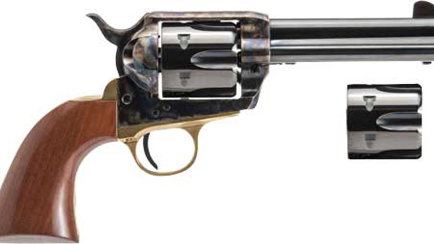 Cimarron Pistolero .45lc/45acp 4.75" 6Rd W/dual Cylinder Colored Case/Blued/Brass