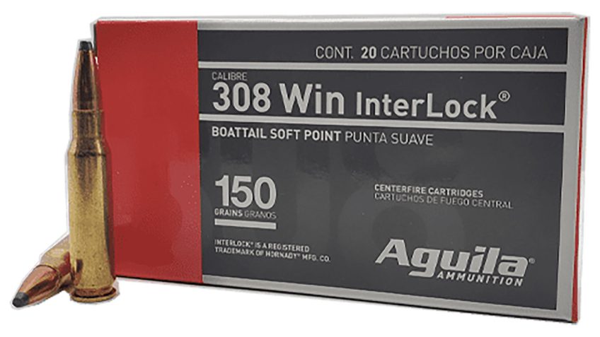 Aguila InterLock .308 WIN/7.62 NATO, 150gr, Interlock SPBT – 20 rounds