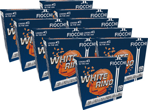 Fiocchi White Rino 12 GA, 2-3/4in. 1-1/8oz. #7.5 Shot – 250 Rounds [MPN: 12WRN075]