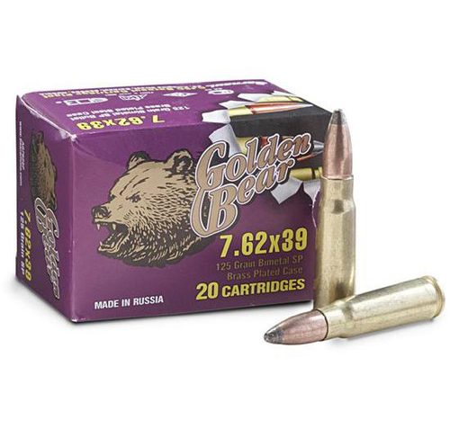 Golden Bear 7.62×39 125gr. – Soft-point 500 Round Case