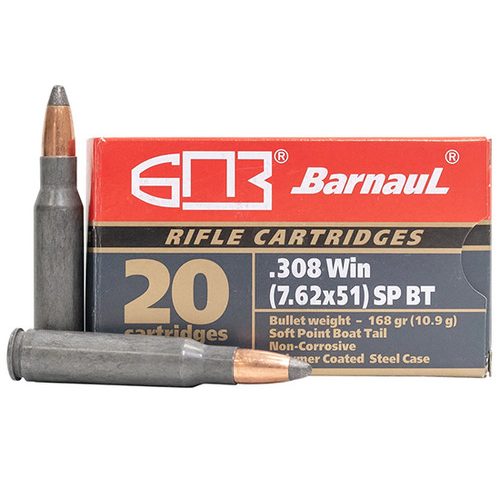 BARNAUL .308 WINCHESTER 168GR FMJ STEEL CASE 20rds