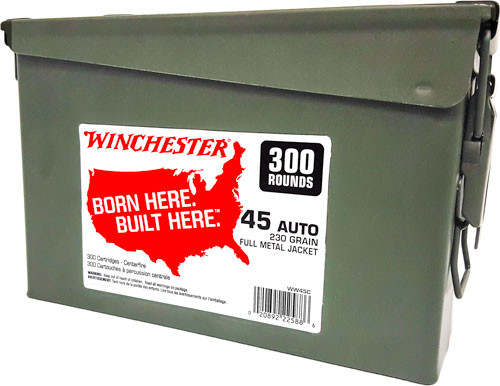 Win Ammo .45acp (case Of 2) – 230gr Fmj-rn Ammo Can 2/300pks