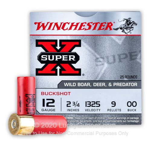 Winchester Super-X 12 Gauge 2-3/4″ 00 Buckshot Value Pack – 250 Shell Case