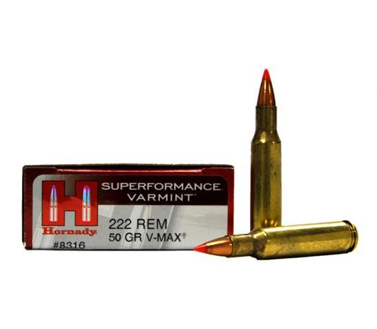 Hornady 8316 Superformance Varmint  222 Rem 50 gr V-Max 20 Bx/ 10 Cs