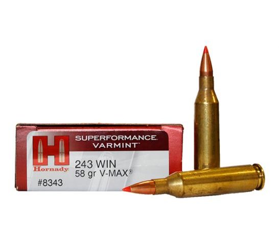 Hornady 8343 Superformance Varmint  243 Win 58 gr V-Max 20 Bx/ 10 Cs