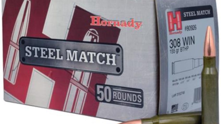 Hornady Steel Match 308 Winchester Ammo 155 Grain Boat Tail Hollow Point