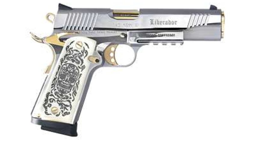 GIRSAN MC1911S LIBERADOR II 45ACP CHROME/GOLD ENGRAVED 8RD