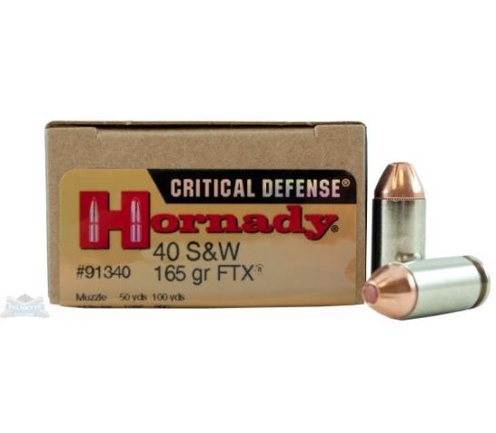 Hornady 91340 Critical Defense  40 S&W 165 GR 1175 Fps Hornady Flex Tip Expanding (Ftx) 20 Bx/10 CS 090255913408