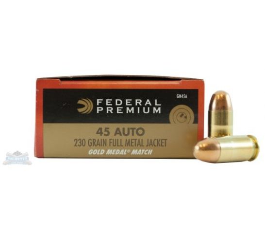 Federal GM45A Premium Gold Medal 45 ACP 230 gr Full Metal Jacket FMJ 50 Per Box20 UPC: 029465095451