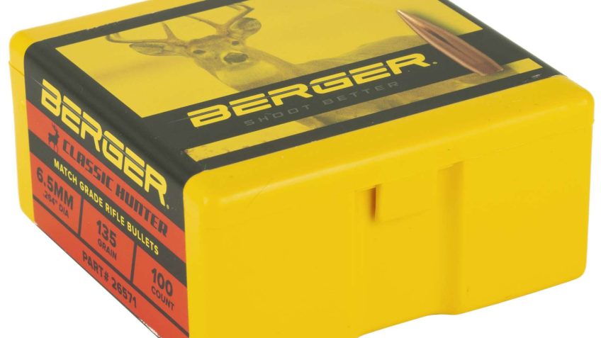 Berger Bullets 26571 Classic Hunter  6.5mm .264 Dia 135 GR Boat Tail (BT) 100 Per Box