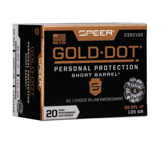 38 Special Plus P 135 Grain Gold Dot Hollow Point Short Barrel 20 Rounds