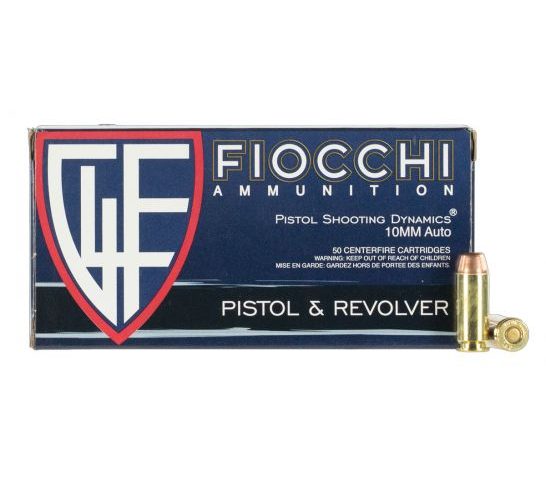 Fiocchi Range Dynamics 10mm Auto 180 Grain FMJTC Brass Pistol Ammo, 50 Rounds, 10AP