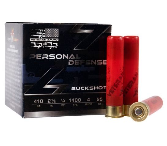 Veteran Ammo Personal Defense Ammo 410 ga. 2.5 in. 1/5 oz. 4 Pellet Buck 25 rd