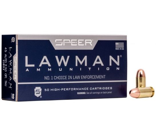 Speer Ammo 53653 Lawman 45 ACP 230 gr Total Metal Jacket (TMJ) 50 Bx/ 20 Cs