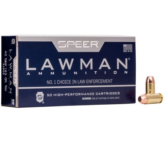 Speer Ammo 53955 Lawman 40 S&W 165 gr Total Metal Jacket (TMJ) 50 Bx/ 20 Cs