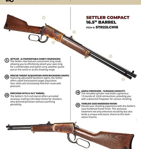 Settler 22 Long Rifle 16.5″ BBL 13 Round Wood – Settler 22 Long Rifle 16.5″ BBL 13 Round Wood