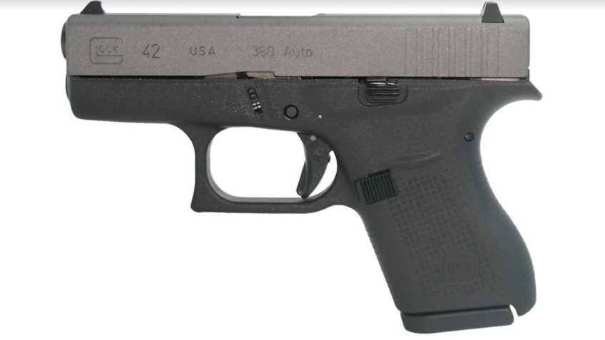 Glock 42 Robin’s Egg Blue / Silver .380 ACP 3.25″ Barrel 6-Rounds