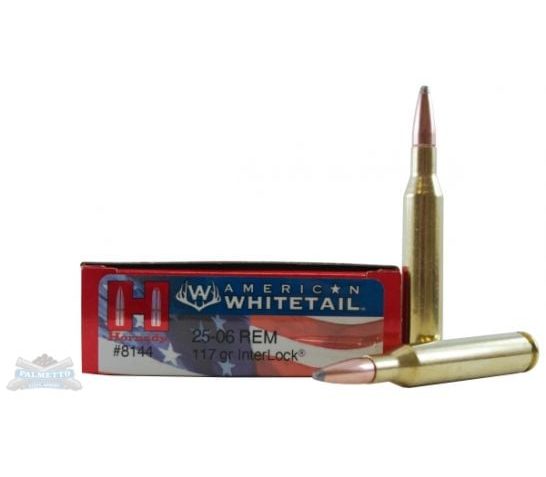 Hornady 8144 American Whitetail 25-06 Rem 117 gr InterLock Boat Tail Soft Point 20 Bx/ 10 Cs