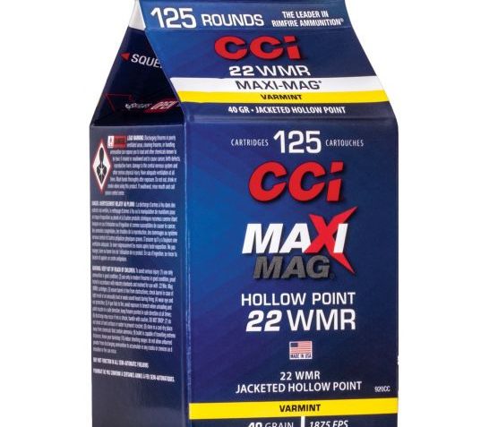 CCI 920CC Maxi-Mag 22 WMR 40 gr 1875 fps Jacketed Hollow Point (JHP) 125 Bx