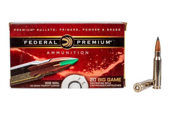 Federal Premium 308WIN 150 Grain Trophy Copper Lead Free, 20 Round Box