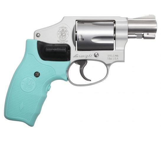 Smith & Wesson 12555 64238 S&W Special +P 1.88″ 5 Round Silver Robin Egg Blue Crimson Trace Lasergrip Grip