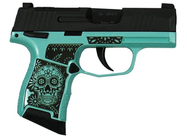 P365 9MM 3.1 BLK STRIKR XRAY3 OPTIC READY 2 MAGS MAN SAFETY-SUGAR SKULL TI