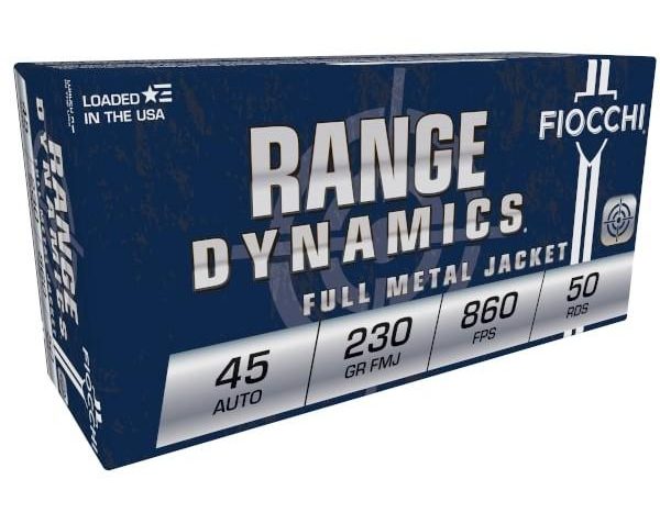 Fiocchi Pistol Shooting Dynamics Handgun Ammunition .45 ACP 230 gr FMJ 860 fps 50/box, 45A500 USA